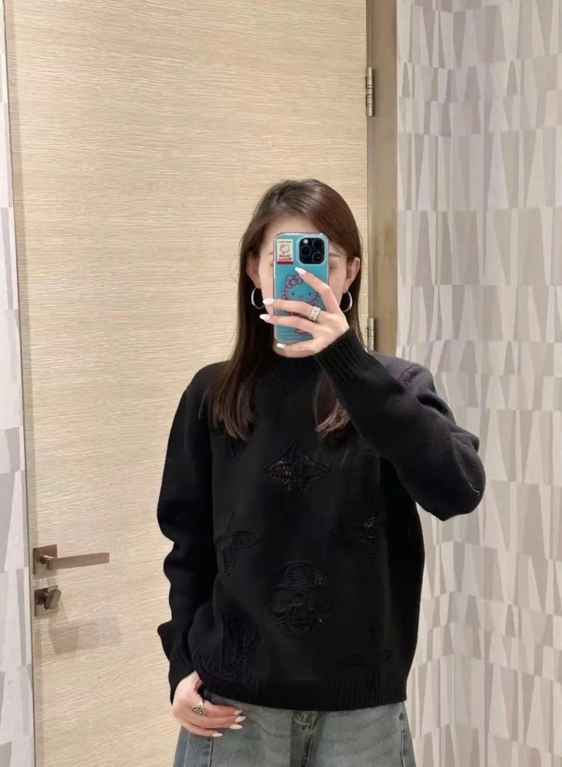Louis Vuitton/25Fw dark embroidered jacquard sweater